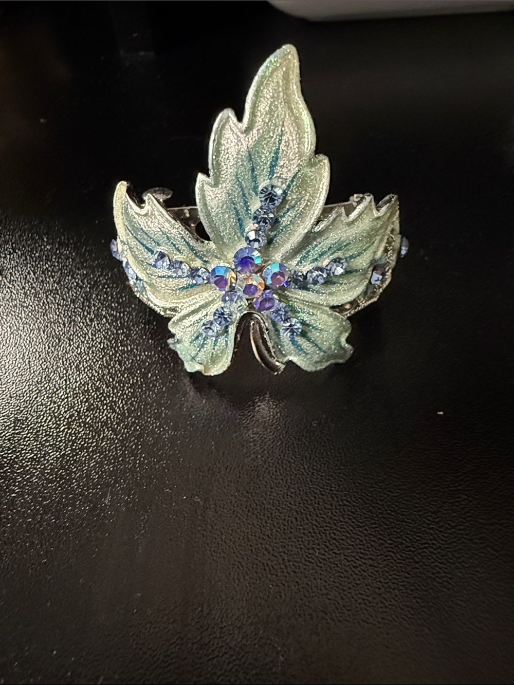 Crystal-Accent Leaf Statement Hair Clip